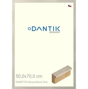 Rám na obraz DANTIK rámeček 50x70 | KASSETTE bílá prodřená (Plexi Čiré) (Vyrobeno s láskou u nás v DANTIKU)