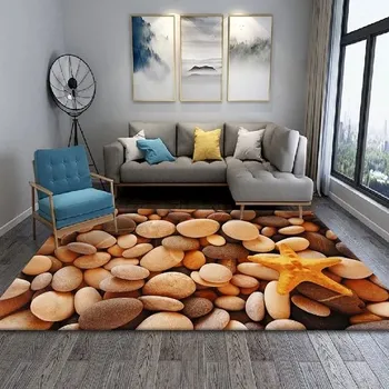 Koberec Koberec 3D tisk do obýváku | styl pláž - 14,40 x 120 cm 16 x 47 palců