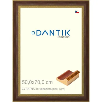 Rám na obraz DANTIK rámeček 50x70 | ZVRATNÁ červenozlatá plast (Plexi Čiré) (Vyrobeno s láskou u nás v DANTIKU)