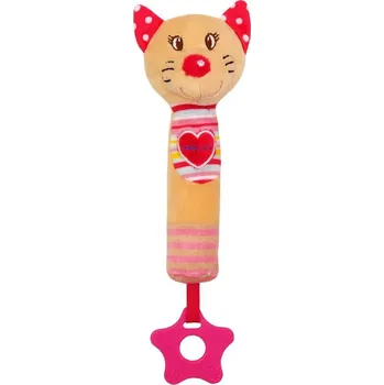 plyšák Dětská pískací plyšová hračka s kousátkem Baby Mix kočka