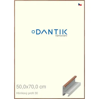 Rám na obraz DANTIK rámeček 50x70 | ALU profil 6030 Dýha ořech lak matný (Plexi Čiré) (Vyrobeno s láskou u nás v DANTIKU)