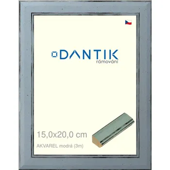 Rám na obraz DANTIK rámeček 15x20 | AKVAREL modrá (Sklo Čiré) (Vyrobeno s láskou u nás v DANTIKU)