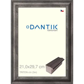 Rám na obraz DANTIK rámeček 21x29,7 | TRITON cín (Sklo Čiré) (Vyrobeno s láskou u nás v DANTIKU)
