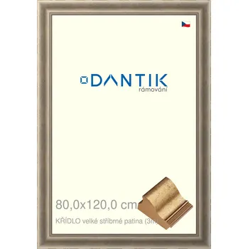 Rám na obraz DANTIK rámeček 80x120 | KŘÍDLO velké stříbrné patina (Plexi Čiré) (Vyrobeno s láskou u nás v DANTIKU)