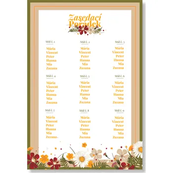Party nádobí Personal Zasedací pořádek - Rozkvetlá louka
