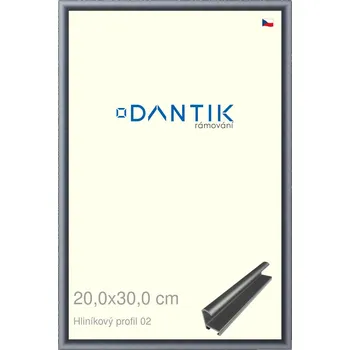 Rám na obraz DANTIK rámeček 20x30 | ALU profil 7002 Platina matná (Sklo Čiré) (Vyrobeno s láskou u nás v DANTIKU)