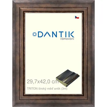 Rám na obraz DANTIK rámeček 29,7x42 | TRITON široký měď antik (Plexi Čiré) (Vyrobeno s láskou u nás v DANTIKU)