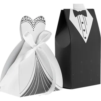 Svatební dekorace Svatební krabičky 2ks Ženich a nevěsta na cukroví