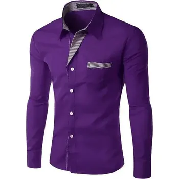 Pánská košile Pánská košile Camisa Masculina Barva: Fialová, Velikost: XL