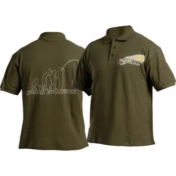 Pánské tričko Polotričko DOC-Fishing s potiskem EVOLUTION - khaki, velikost L