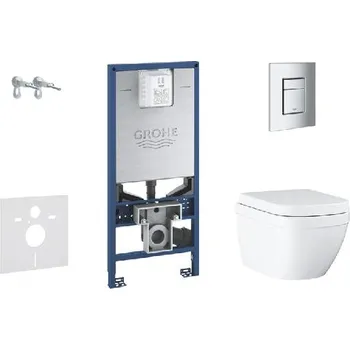 Klozet Grohe Rapid SLX - Set předstěnové instalace, klozetu a sedátka, tlačítka Skate Cosmopolitan S, Rimless, softclose 39603SET-KX