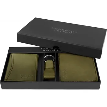 Peněženka Dárková sada Leonardo Verrelli s peněženkou, klíčenkou a pouzdrem na kreditní karty petrolejová