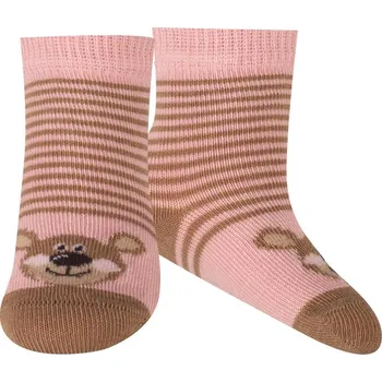Kojenecké ponožky se vzorem WOLA MÉĎA,PROUŽKY růžové Velikost: 15-17