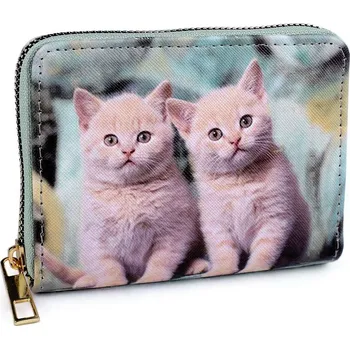 Peněženka Charm Malá kompaktní dětská peněženka s dvěma koťátky 9,5x12,5 cm