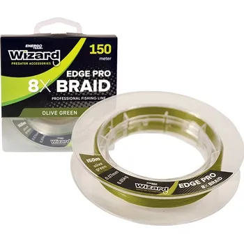 WIZARD - Pletená šňůra Edge Pro 8X Braid Olive Green 0,14 mm 12,35 kg 150 m
