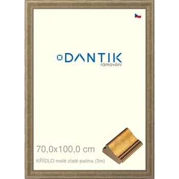 Rám na obraz DANTIK rámeček 70x100 | KŘÍDLO malé zlaté patina (Plexi Čiré) (Vyrobeno s láskou u nás v DANTIKU)