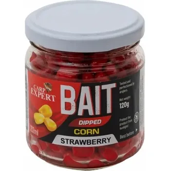 Návnadová surovina CARP EXPERT - Kukuřice v dipu Bait Dipped Corn Jahoda 212 ml