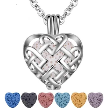 Náhrdelník Aroma difúzní náhrdelník Srdce v mřížce lávové kameny