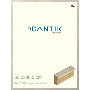 Rám na obraz DANTIK rámeček 60x80 | KASSETTE bílá prodřená (Plexi Čiré) (Vyrobeno s láskou u nás v DANTIKU)