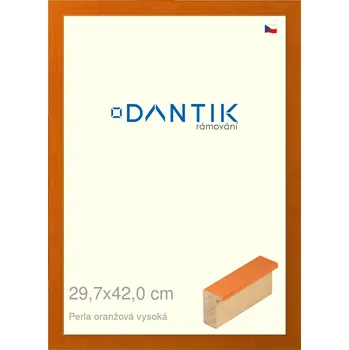 Rám na obraz DANTIK rámeček 29,7x42 | PERLA oranžová vysoká (Plexi Čiré) (Vyrobeno s láskou u nás v DANTIKU)