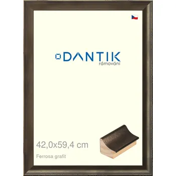Rám na obraz DANTIK rámeček 42x59,4 | Ferrosa grafit (Plexi Čiré) (Vyrobeno s láskou u nás v DANTIKU)
