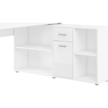 Psací stůl Psací stůl ROTHING, pravý, bílá/bílý lesk, 5 let záruka + 4x OVĚŘENO zákazníky + vyzvednutí ZDARMA