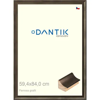 Rám na obraz DANTIK rámeček 59,4x84 | Ferrosa grafit (Plexi Čiré) (Vyrobeno s láskou u nás v DANTIKU)