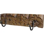 Hnědý antik věšák z recyklovaného dřeva s háčky Grimaud - 43*13*10 cm