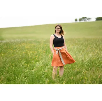 Dámská sukně Lněná dámská sukně krátká - oranžová velikost: S