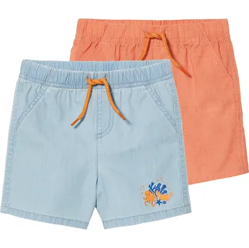 Chlapecké kraťasy lupilu® Chlapecké kraťasy s BIO bavlnou, 2 kusy (62/68, světle modrá / oranžová)