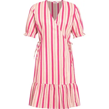 Dámské šaty Růžové pruhované zavinovací lněné šaty ORSAY - Dámské Orsay růžová | fuchsiová 1983326