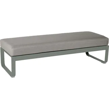 Zahradní lavice Šedohnědá čalouněná lavice Fermob Bellevie 148 cm s šedozelenou podnoží