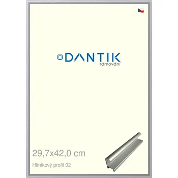Rám na obraz DANTIK rámeček 29,7x42 | ALU profil 7002 Stříbrná matná (Plexi Čiré) (Vyrobeno s láskou u nás v DANTIKU)