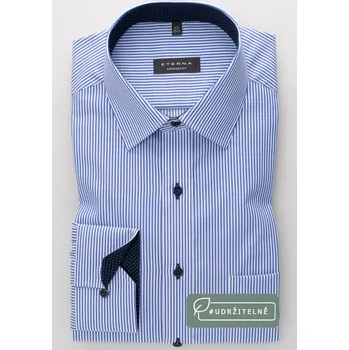 Pánská košile Košile Eterna Comfort Fit Streifen Twill prouhovaná modrá / bílá velikost: 45, délka rukávu: dlouhý rukáv