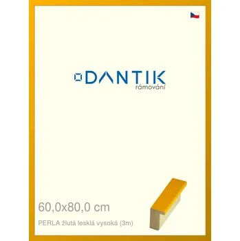 Rám na obraz DANTIK rámeček 60x80 | PERLA žlutá lesklá vysoká (Plexi Čiré) (Vyrobeno s láskou u nás v DANTIKU)