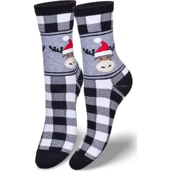 Dámské ponožky DOVOZ EU DÁMSKÉ VÁNOČNÍ PONOŽKY KOSTKA A SOB černé Velikost: 37/41