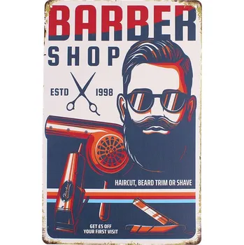 Plechová cedule Retro cedule Barber Shop 20x30cm (Kovová dekorace retro)