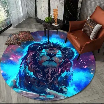 Koberec Kulatý koberec proti skluzu se zvířecím vzorem - 16,Rozměr 140 cm x 140 cm