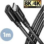 AXAGON prodlužovací kabel USB-C (M) <-> USB-C (F), 1m, USB 20Gbps, PD 240W 5A, 8K HD, ALU, oplet, černý BUCM32-CF10AB