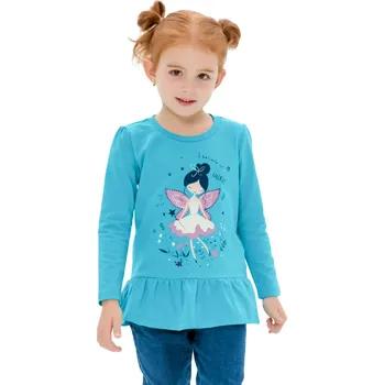 Dívčí oblečení Dívčí tričko s dlouhým rukávem Víla - tyrkysová 98