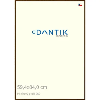 Rám na obraz DANTIK rámeček 59,4x84 | ALU profil 7269 Hnědá umbra broušená (Plexi Čiré) (Vyrobeno s láskou u nás v DANTIKU)
