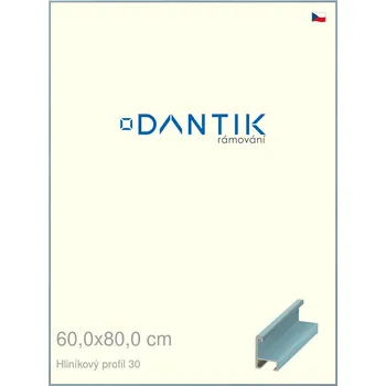 Rám na obraz DANTIK rámeček 60x80 | ALU profil 6030 Dýha barevná modrá pastel (Plexi Čiré) (Vyrobeno s láskou u nás v DANTIKU)