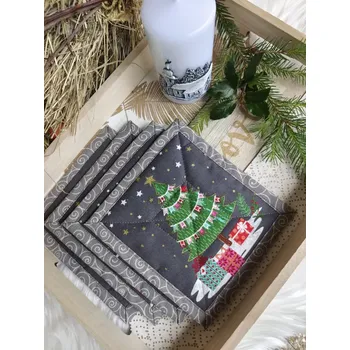 prostírání Podkafíčka - sada 4 kusy - vánoční motivy na šedé