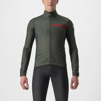 Cyklistická bunda Castelli – pánská větrovka Squadra Stretch, military green/dark gray - L