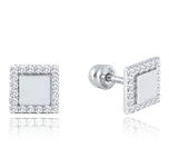 Zlatnictví Helios Náušnice z bílého zlata čtverečky