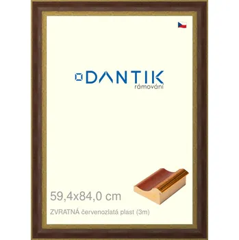 Rám na obraz DANTIK rámeček 59,4x84 | ZVRATNÁ červenozlatá plast (Plexi Čiré) (Vyrobeno s láskou u nás v DANTIKU)