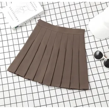 Dámská sukně Dámská plisovaná mini sukně Barva: Hnědá, Velikost: XS