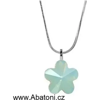 Náhrdelník Swarovski Elements Flower - Stříbrný náhrdelník (přívěsek + řetízek) zelená kytička, květinka 54032.3 Pacific Opal (zelená mléčná, mořská mátová)