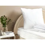 Polštář bílý bavlněný japara 80 x 80 cm polyesterová výplň vysokoprofilový saténový lem měkký Beliani