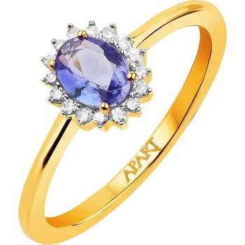 Prsten Prsten ze žlutého zlata s diamanty a tanzanitem - ryzost 585 - 189.150